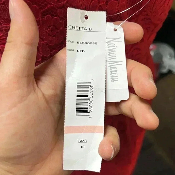 NWT Chetta B Red Lacy Dress Size 10 - Picture 6 of 9